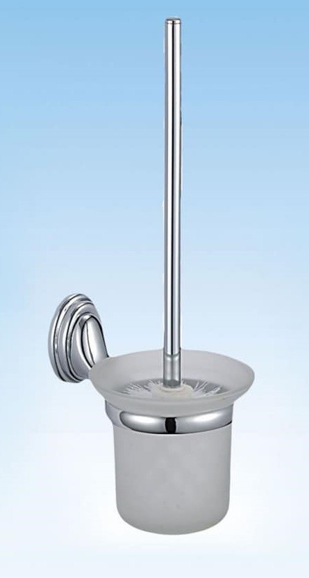 Porta Scopino WC Completo Vetro Satinato Fissaggio a Parete Bagno Circle dfh