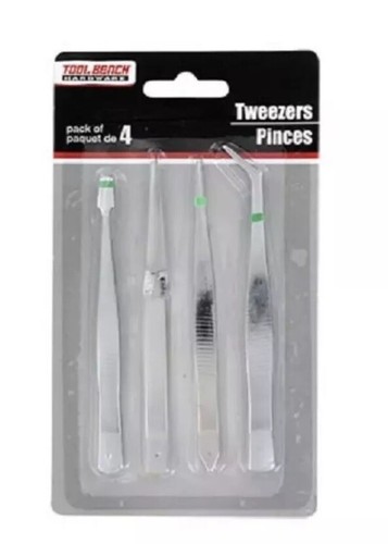 2 Pk 4pc Professional Stainless Steel Eyebrow Tweezers Crafts Hair Beauty Hobby
