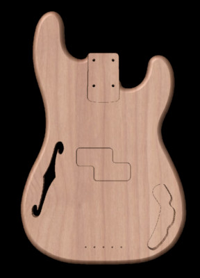 Custom Order Bass Guitar Body, Semi Hollow PB57, Fits P Bass  Neck