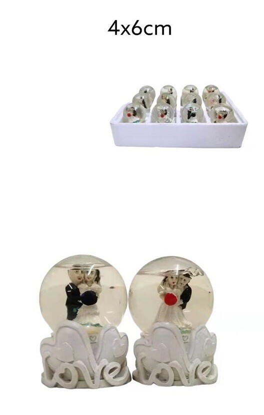 Set 12 Pezzi Sfera Di Vetro Con Sposi Love Idea Bomboniera Matrimonio bal