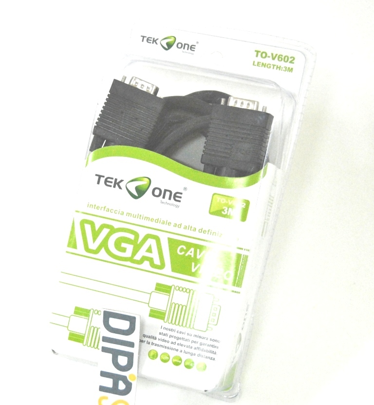 Cavo Vga - Vga TeKone TO-V602 Cavetto VGA Video Cable 1080p Lunghezza 3m hsb