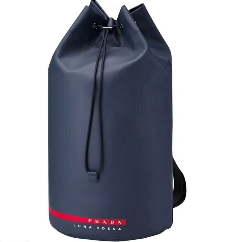 Prada Luna Rossa Faux Leather Navy SAILING BAG Drawstring Shoulder