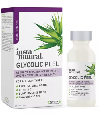 Glycolic Acid Facial Peel - With Vitamin C, Hyaluronic Acid - Best Treatment to