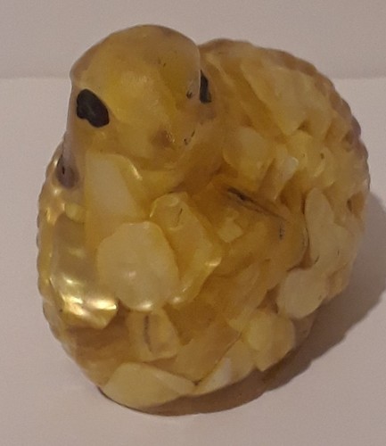 Lucite Shell Confetti Chick Baby Bird Textured Paperweight Figurine Easter Decor