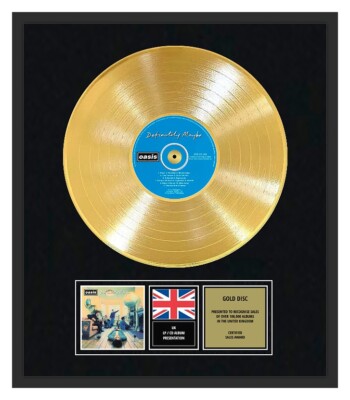OASIS - CD Gold Disc LP Vinyl Record Display - DEFINITELY MAYBE