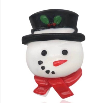 BUTTON CHARM FITS GINGER SNAPS STYLE JEWELRY CHRISTMAS SNOWMAN RED SCARF #197