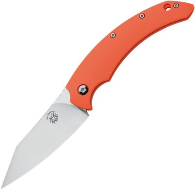 Fox Slim Folding Knife 3'' Satin Finish Bohler N690 Steel Blade Orange FRN Handle