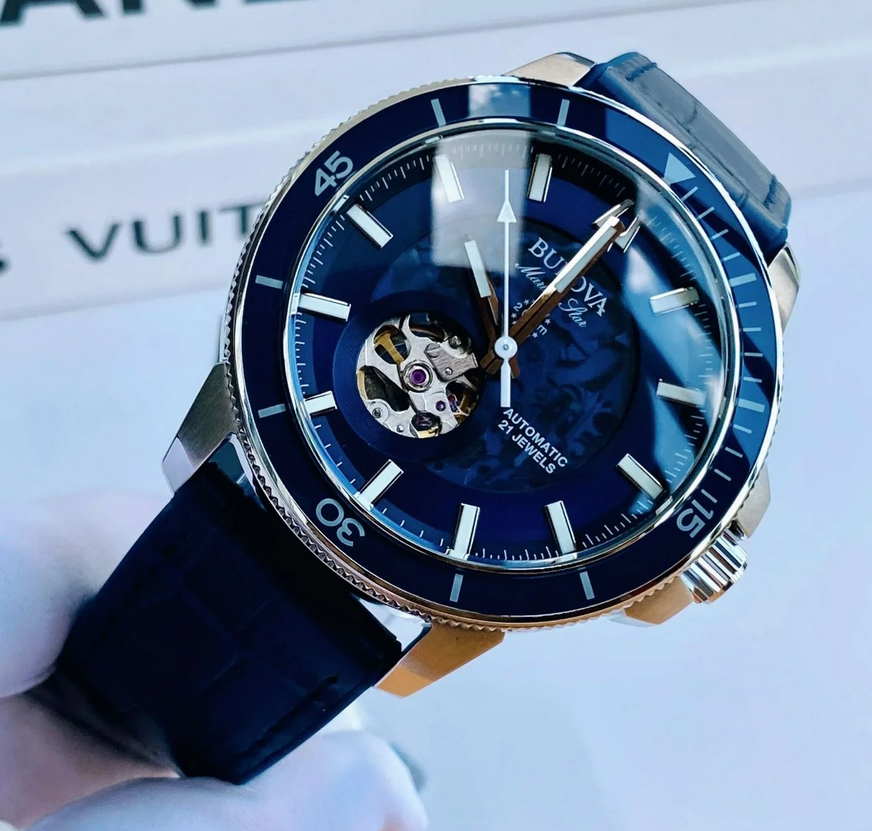 BULOVA BULOVA MEN'S MARINE STAR AUTOMATIC BLUE DIAL WATCH 96A291