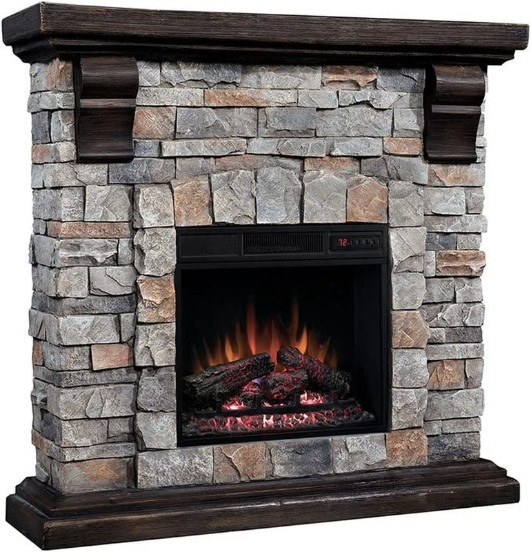 Classic Flame Pioneer Stone Electric Fireplace Mantel Packag