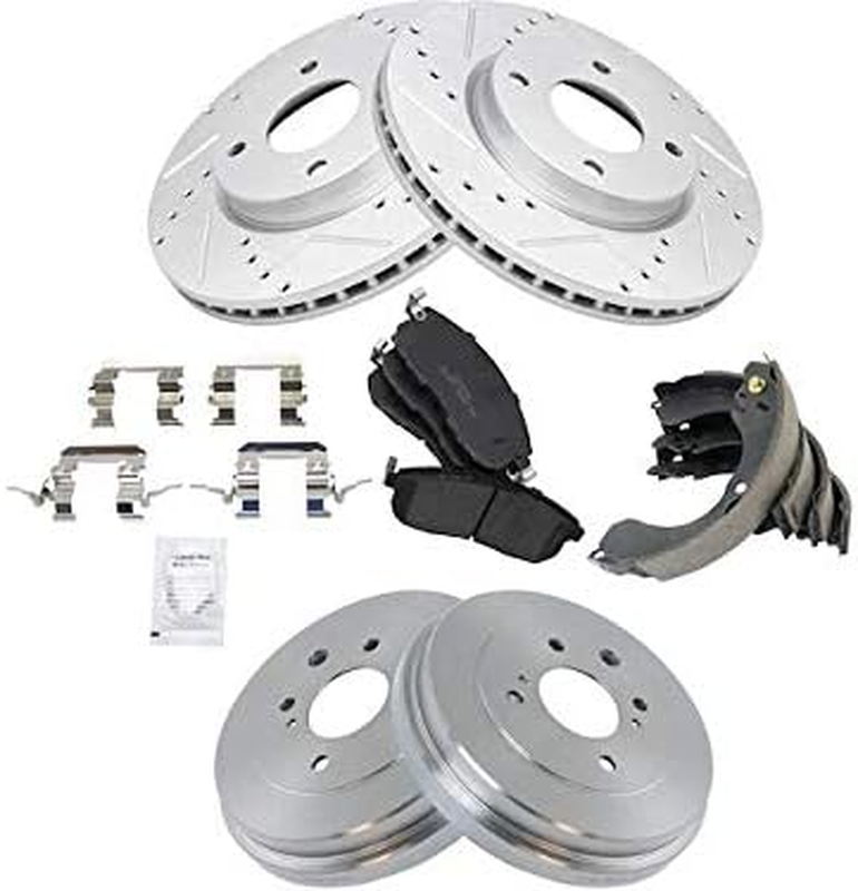 Ceramic Brake Pad Drilled for 2007-2012 Nissan Versa Hatchback 1.8L 4-Cylinder