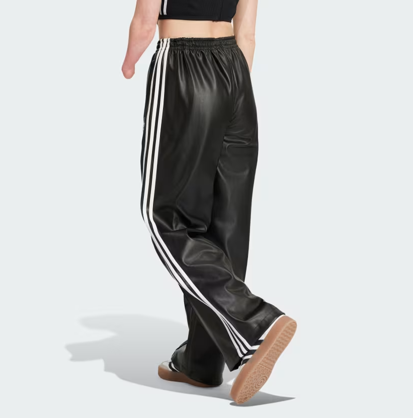 Pre-owned Adidas Originals Adidas X Originals Firebird Pleather Pants For Women ( Iy7245) In Black