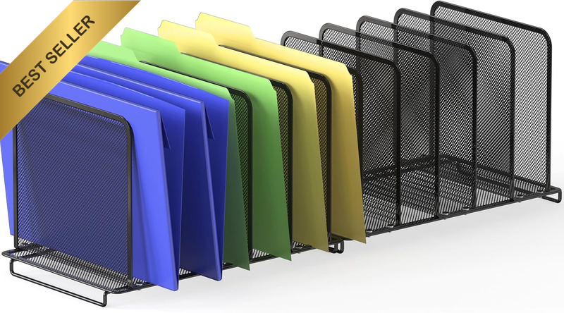 Expandable 5 Section Upright File Sorter Organizer, 2 Pack, Black