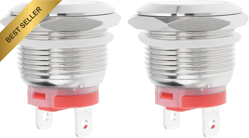 2Pcs 19Mm 2Pin Short Push Button 20A/12-24V 15A/220V Waterproof Momentary Switch