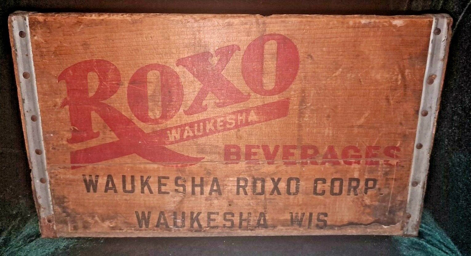 Vintage Wooden Soda Crate Roxo Beverages Waukesha Wisconsin Wo...