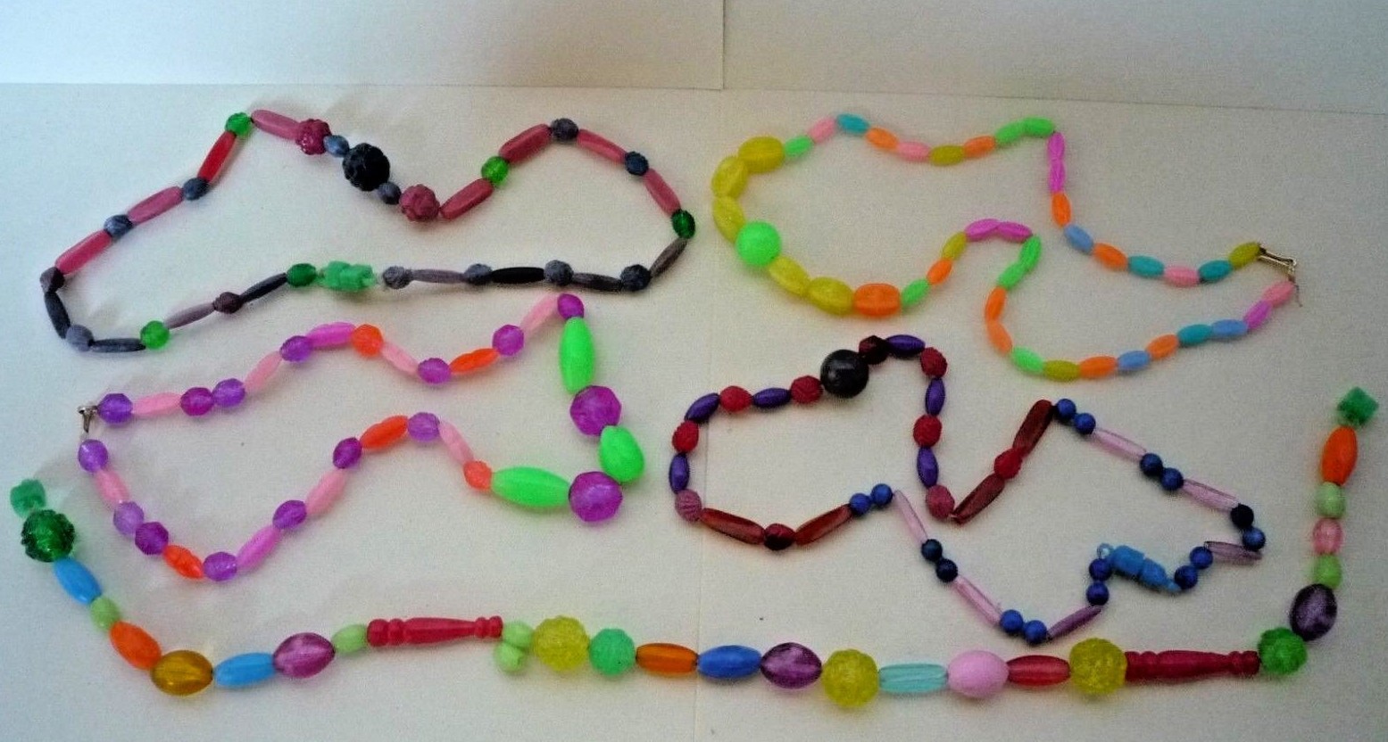 5 Strings, 15” to 17” of Colorful Plastic Beads