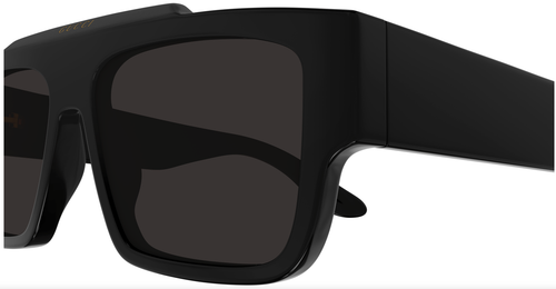 Pre-owned Gucci Gg1460s-001 Rectangle Black In Gray