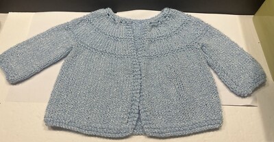 Hand Knitted Baby Sweater - Size 0-6 Months - Blue - Long Sleeves - EUC