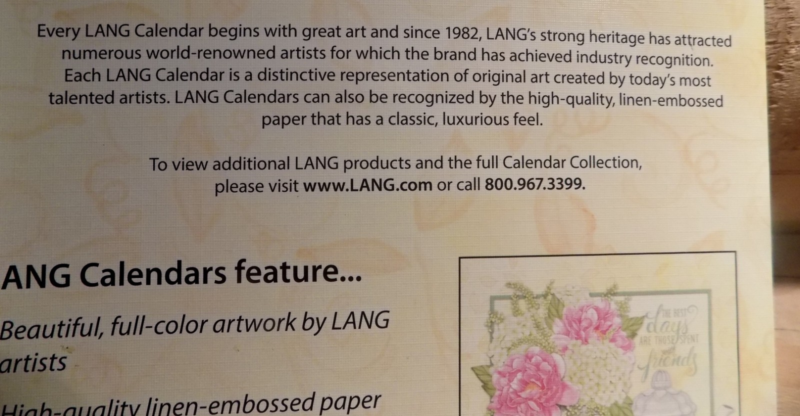 2019 Lang Abundant Friendship Wall Calendar Tamarin Teapot + 9x12