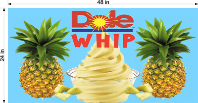 DOLE WHIP PINEAPPLE BLUE VINYL BIG SIGN  BANNER  2' X 4' NEW!