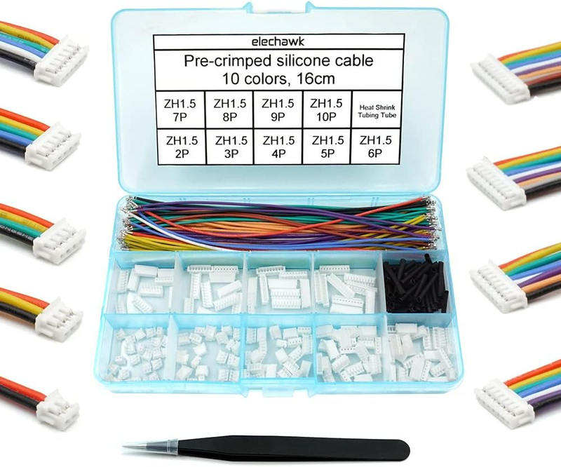 ZH 1.5MM Connector and 28AWG Pre-Crimped Silicone Cables Kit, ZH1.5 Connector 2/