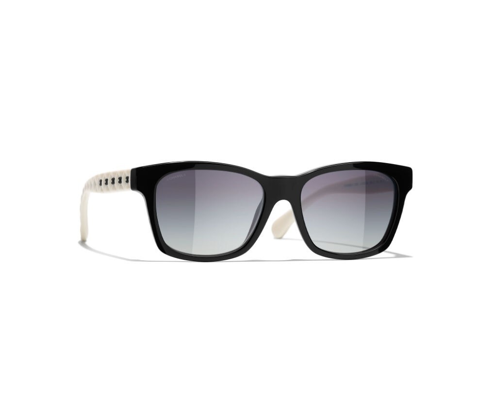 Chanel 5484 c 1656/S6 Black and White/Grey Sunglasses 54 x