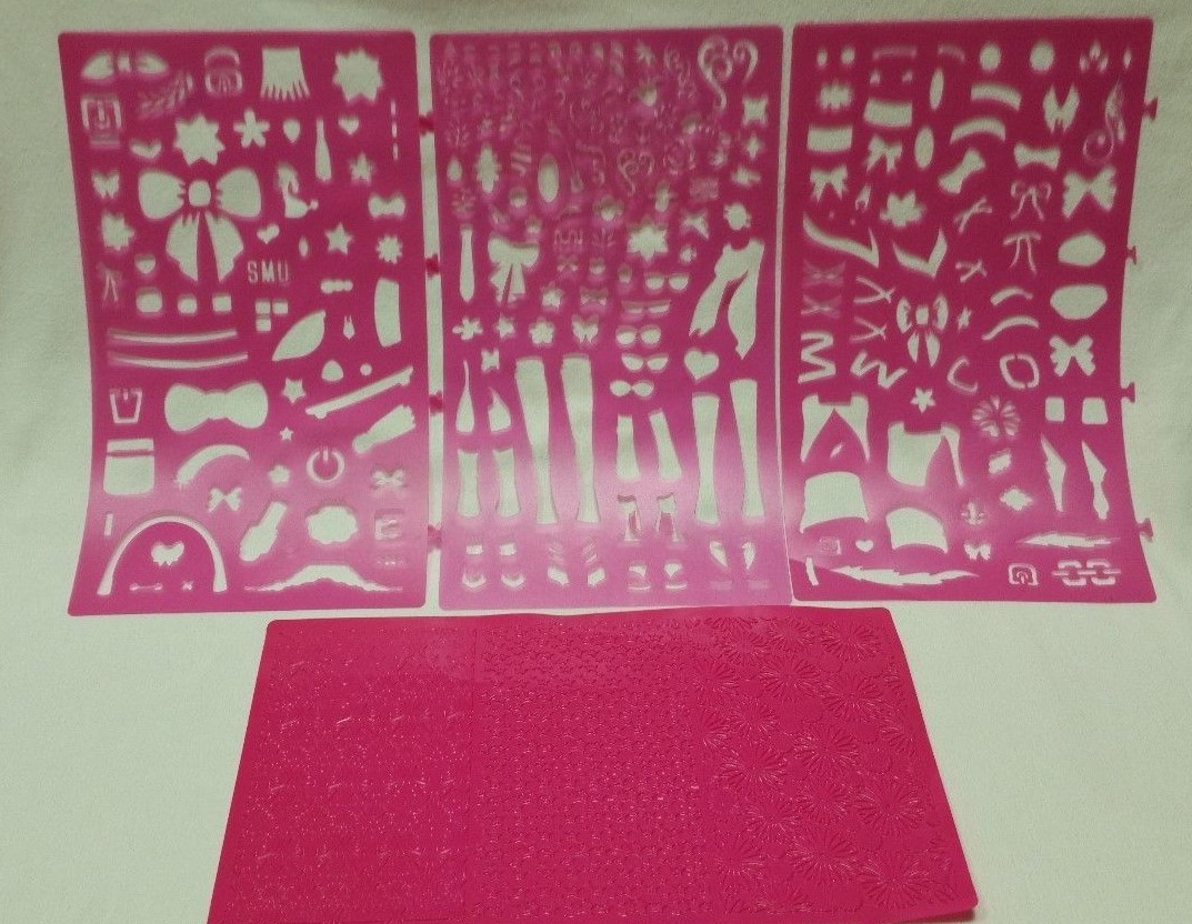 Kids Fashion Design Set Of 10 Stencils Girl Clothing Symbols Textures Drawing