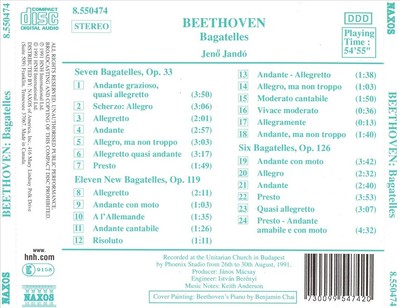 BEETHOVEN: BAGATELLES NEW CD