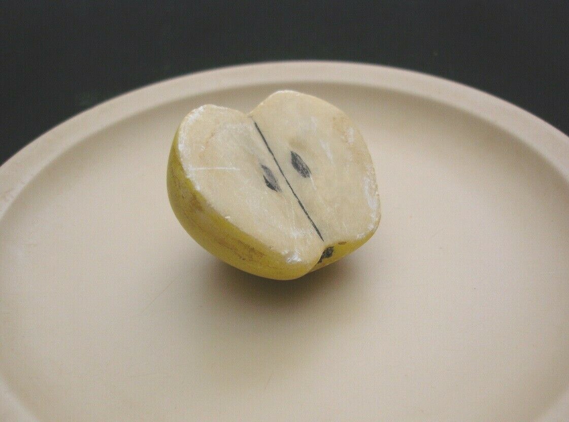 Vintage alabaster stone fruit miniature mini half apple & orange Free shipping