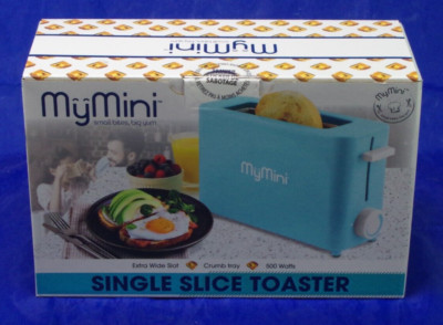 New Nostalgia MyMini Single Slice Toaster Baby Blue Extra-Wide Free S&H