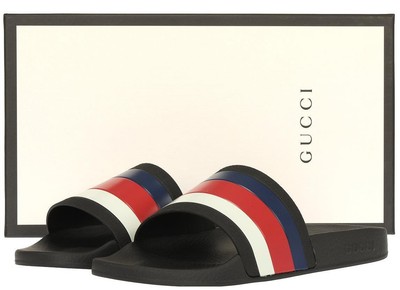 

НОВЫЕ МУЖСКИЕ ШЛЕПАНЦЫ GUCCI С ЛОГОТИПОМ И РЕЗИНОВЫМИ ШЛЕПАНАМИ САНДАЛИИ BEACH 7/US 7.5, Black/web