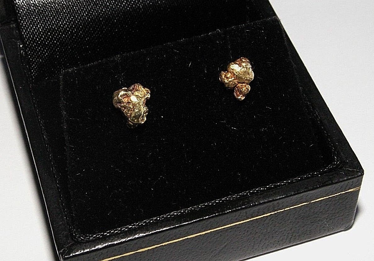 Natural Gold Nugget Earrings from Atlin BC, 1.54 Grams