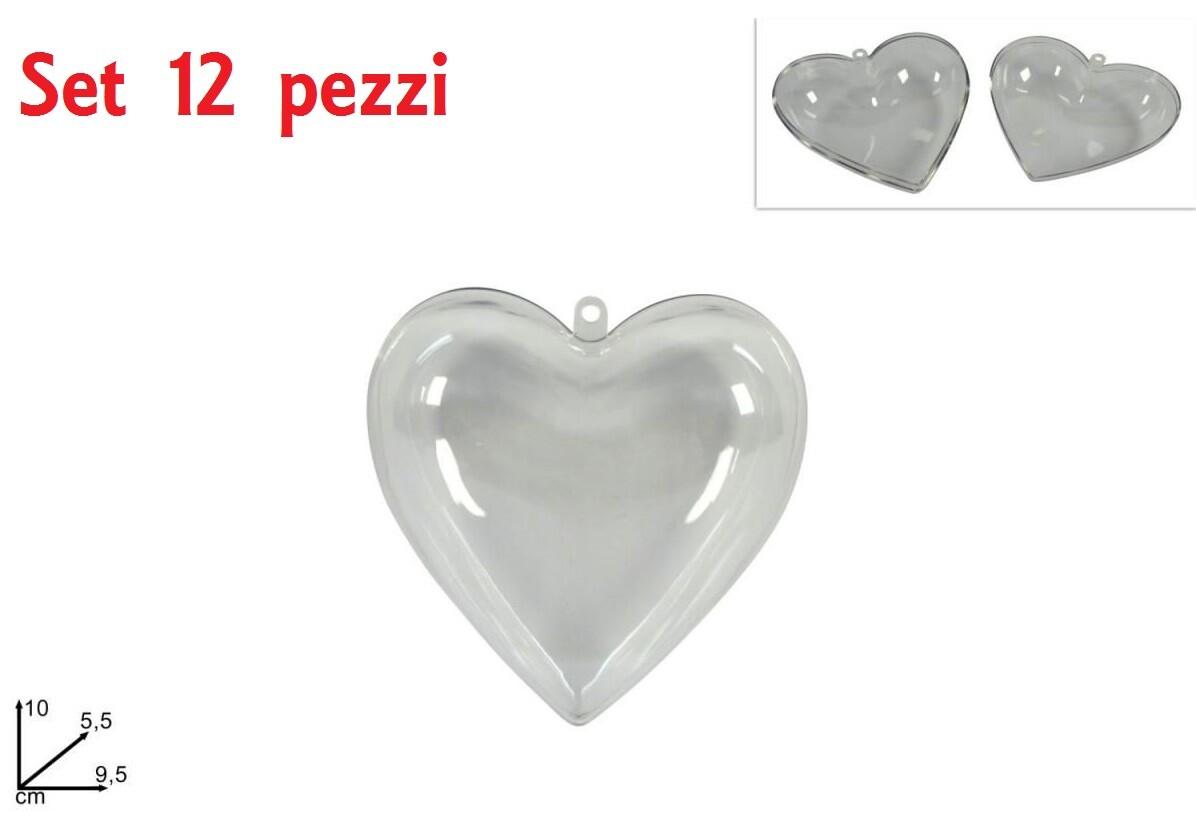 Set 12 Pezzi Cuore Apribile In Plastica Trasparente Dimensione 10cm idea