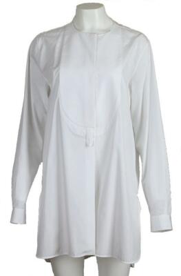 NEW JIL SANDER WHITE BATISTE COTTON BUTTON DOWN BIB TUNIC SHIRT TOP 42/10