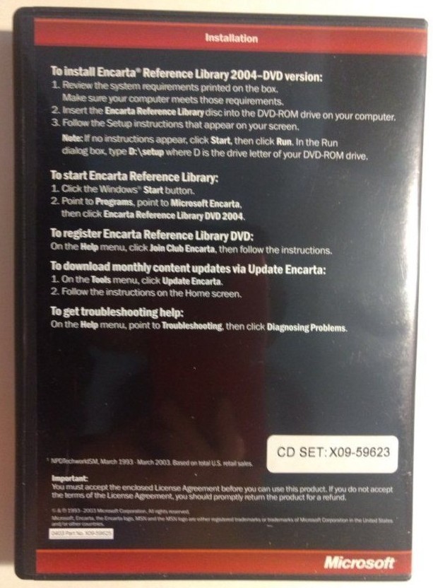 MS Encarta 2004 Reference Library Plus DVD - 98/2000/ME/XP