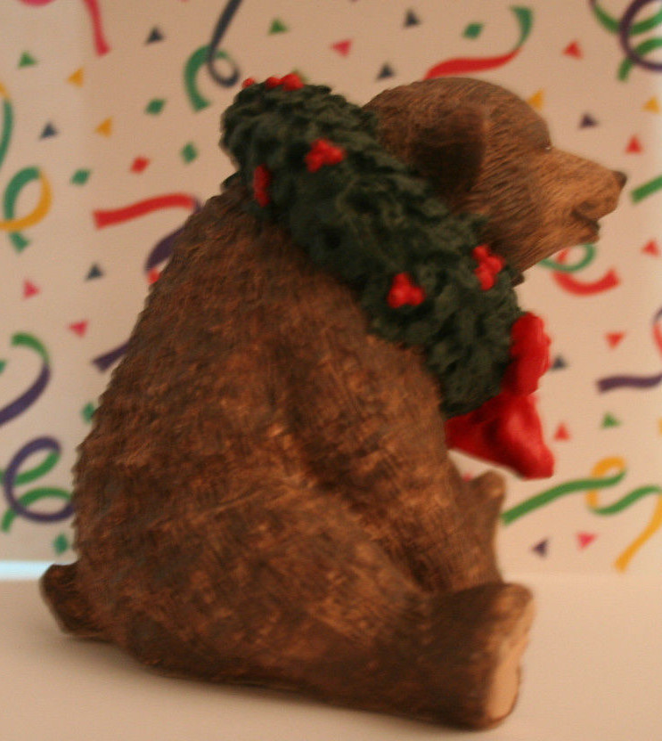 SILVER DEER  BEAR WITH WREATH by TOM ROBEL 1992