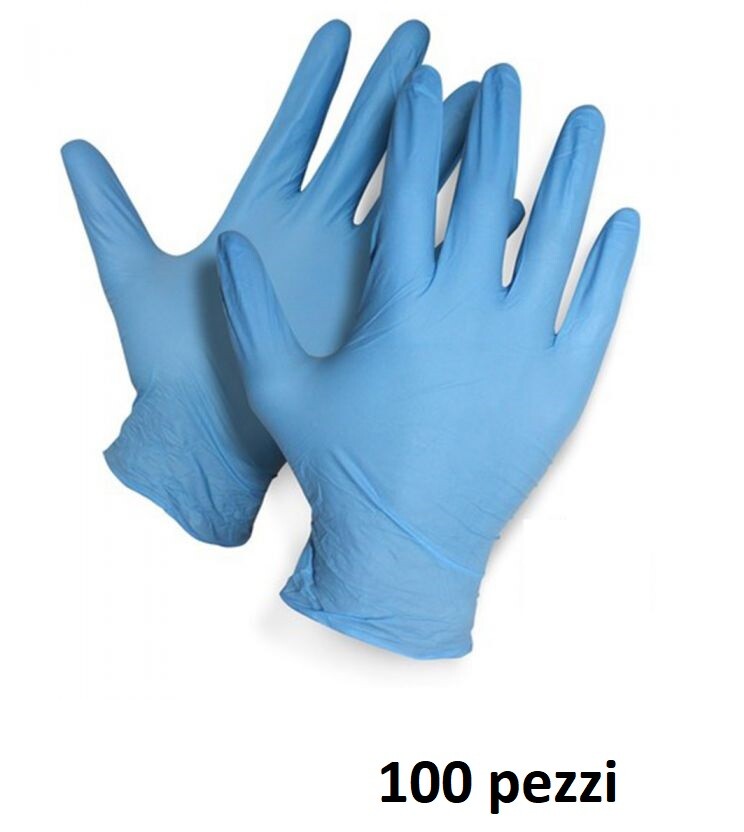 100 Guanti Nitrile Monouso Blu Alta Resistenza Senza Polvere Taglia L