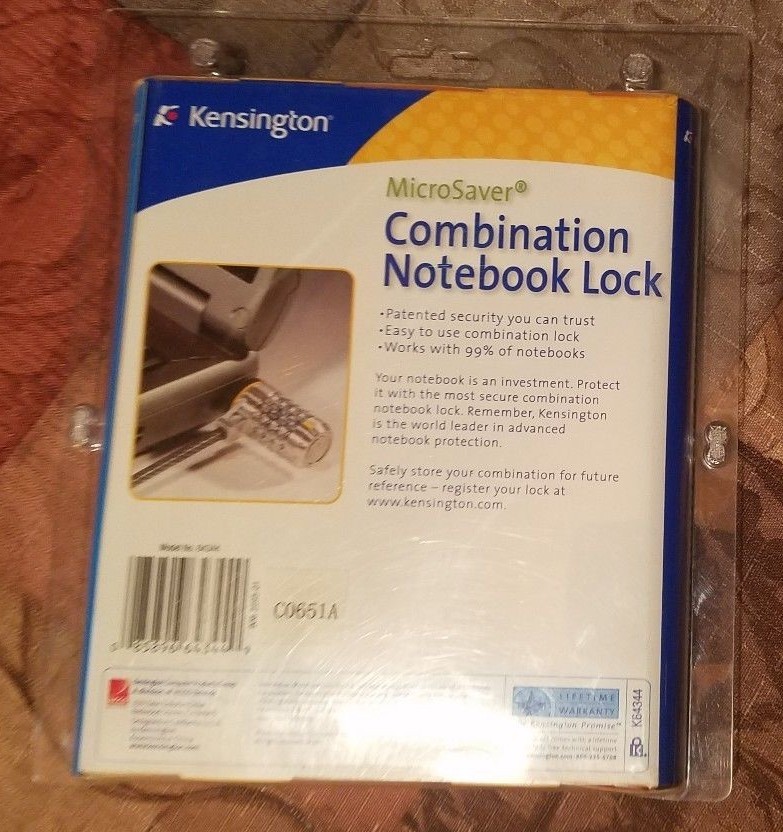 Kensington Microsaver Combination Notebook Lock K64344 NEW in Package Sealed