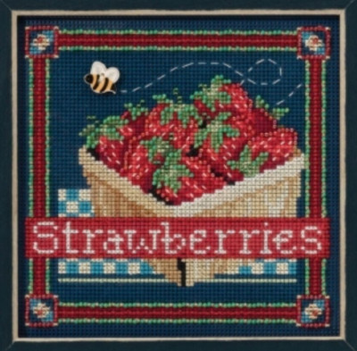 Mill Hill Cross Stitch Kit Strawberries Buttons & Beads 2016 Spring Series