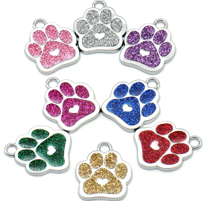 Shiny Paws Heart PET ID Tag Engraved Custom CAT DOG Collar Tag | Best Quality