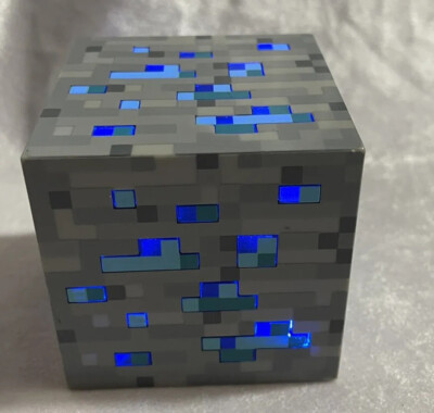 Minecraft Diamond Ore Blue Block Light Up Cube Night Light Think Geek 2012 Works