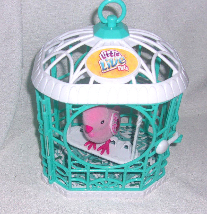 Little Live Pets Pink Bird White Aqua Cage Swing Nice