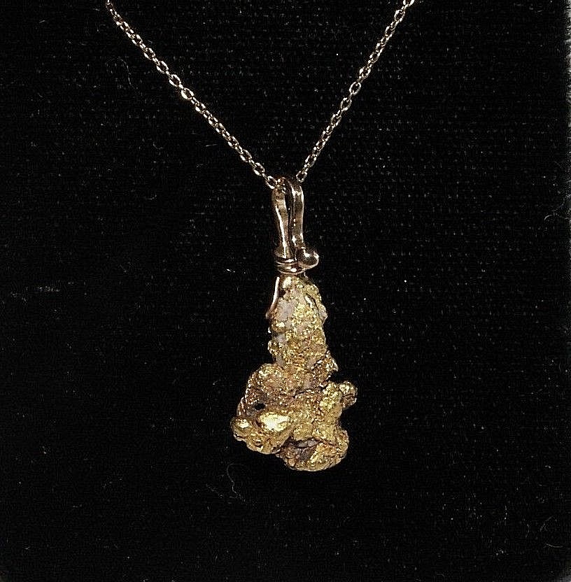Genuine Natural Gold Nugget Pendant with Handmade Bail , 3.76 Gram