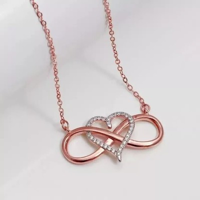 1CT Round Lab-Created Diamond Heart Anniversary Gift Pendant 14KRose Gold Plated
