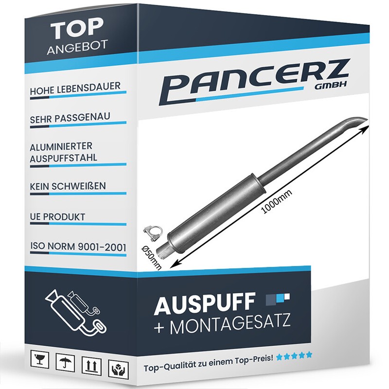 Universal SchalldäMpfer FüR Traktor 10x100cm Fi 50mm Schlepper Agrar