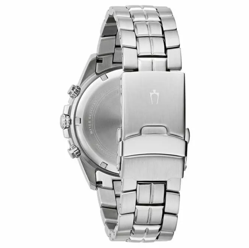 Pre-owned Bulova Marine Star Chronograph Stainless Steel Quartz Men's Watch 98b423