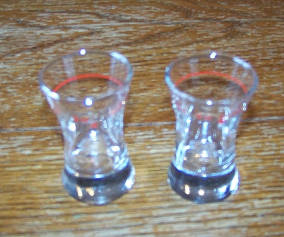 Lot of 5 Shot Glasses Measuring Line Jiggers Bar Ware Glass