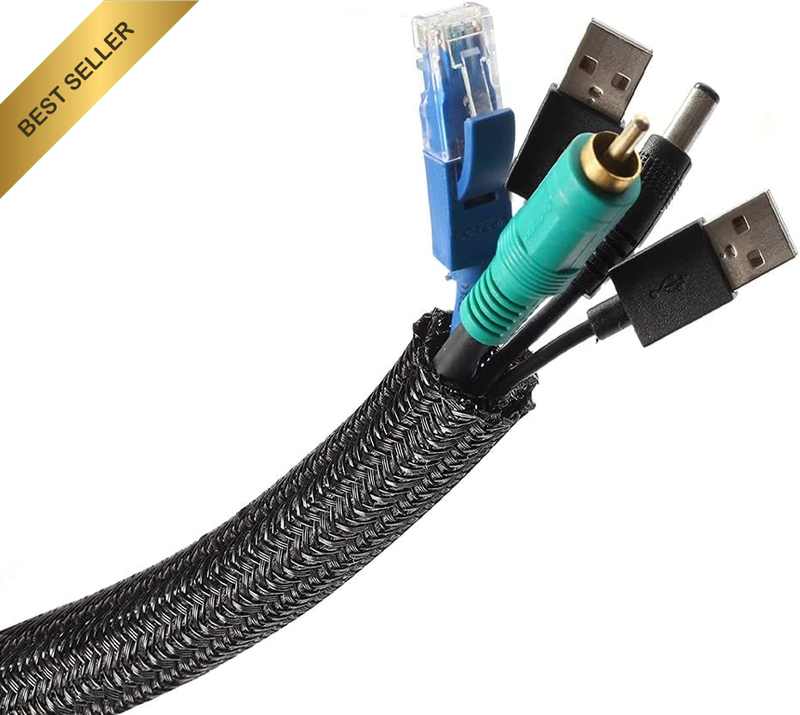 16.5Ft - 1/2 Inch Cable Management Protector, Flexible Split Cable Sleeve Cord O