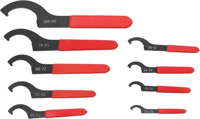9Pcs Coilover Spanner Wrench Set, Adjustable Shock Universal Red 