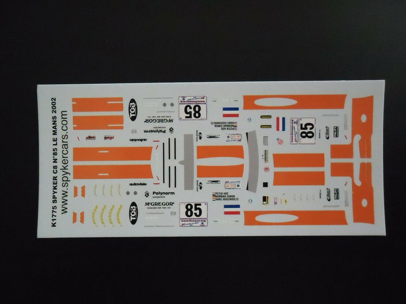 Decal Spyker C8 NÂ°85 Lm 2002 - Decal Pm 1/43Â° - Etat Neuf Et Complet.