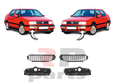 FOR VOLKSWAGEN VENTO 1992-1998 NEW FRONT BUMPER LOWER SIDE GRILLE BLACK PAIR SET